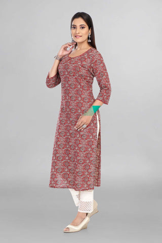 Maroon Colour Floral Printed Kurti