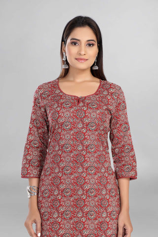 Maroon Colour Floral Printed Kurti