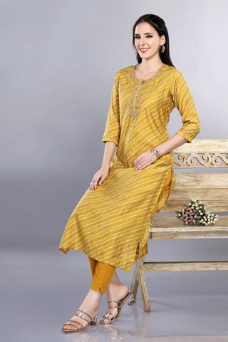 Mustard Colour Printed Kurta Muslin Paired With Pant