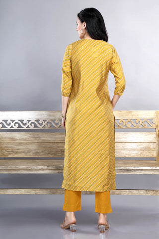 Mustard Colour Printed Kurta Muslin Paired With Pant