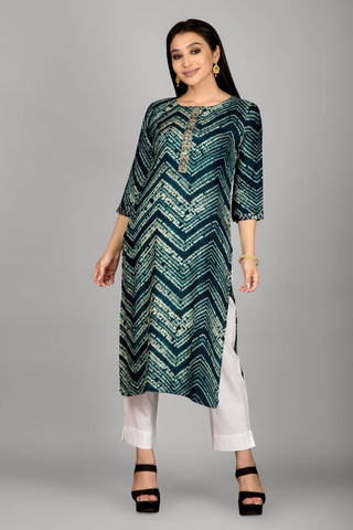 Teal Blue Colour Kurta With Beautiful Kurta