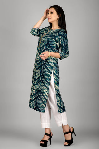 Teal Blue Colour Kurta With Beautiful Kurta