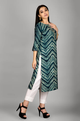 Teal Blue Colour Kurta With Beautiful Kurta