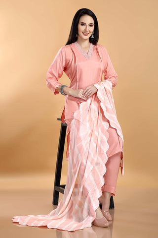 Baby Pink Colour Kurta Paired With Pant And Dupatta