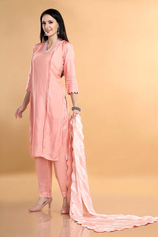 Baby Pink Colour Kurta Paired With Pant And Dupatta