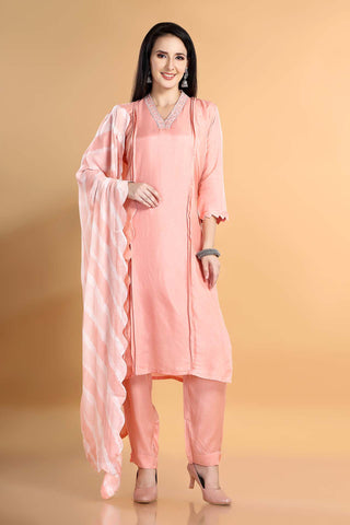 Baby Pink Colour Kurta Paired With Pant And Dupatta