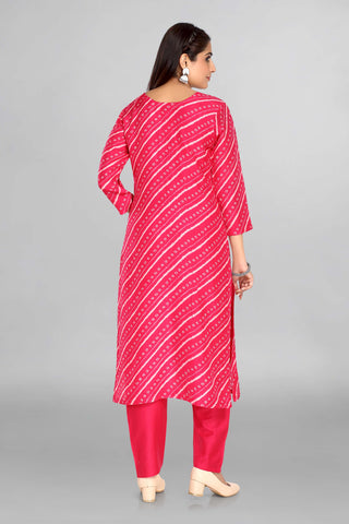 Dark Rani Colour Kurti With Beautiful Zardozi Neckline Work With Plain Pant And Gajji Silk Dupatta