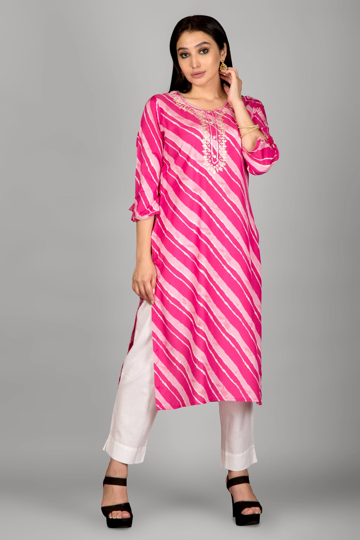 Dark Rani Colour Kurta With Beautiful Gotta Work