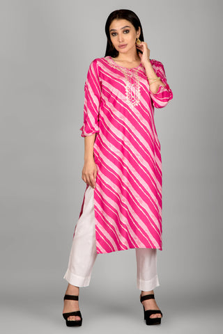 Dark Rani Colour Kurta With Beautiful Gotta Work