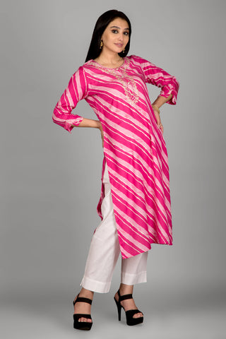 Dark Rani Colour Kurta With Beautiful Gotta Work