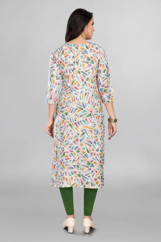 Multicolour Kurta with beautiful Neckline Work