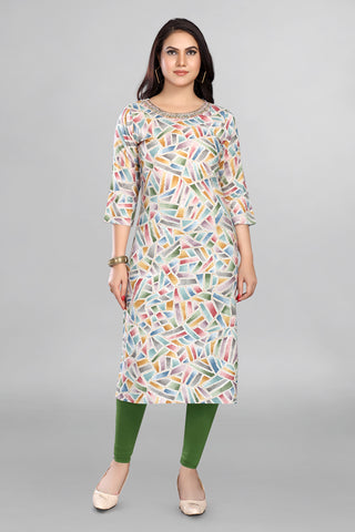 Multicolour Kurta with beautiful Neckline Work