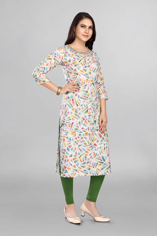 Multicolour Kurta with beautiful Neckline Work