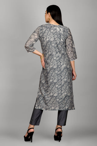 Dark Grey Colour Kurta Paired With Pant And Dupatta