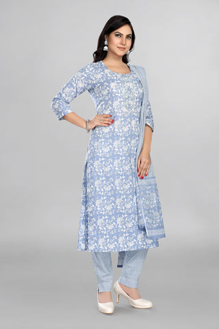 Floral Print kurta paired with Pant and Dupatta