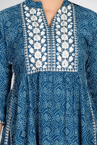 Teal Blue Nyra Printed kurta paired With Pant