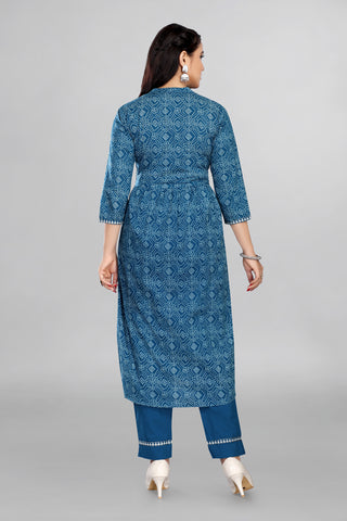 Teal Blue Nyra Printed kurta paired With Pant