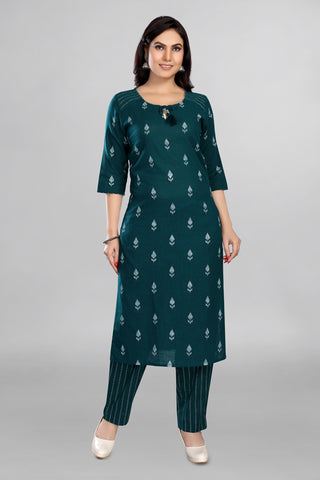 Dark Green Colour Kurta With Pant