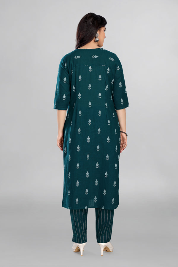 Dark Green Colour Kurta With Pant