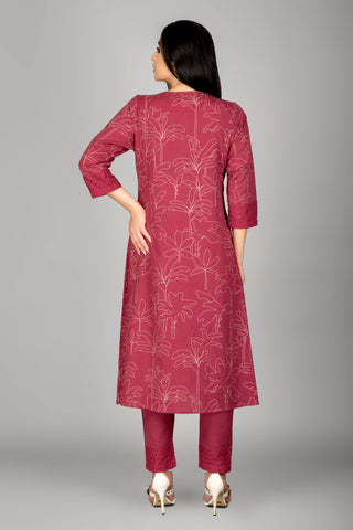 Pink Frost Colour A Line Kurta Paired With Pant