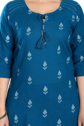 Dark Teal Blue Colour Kurta With Pant