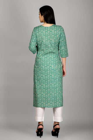 Jade Green Colour Printed Kurta