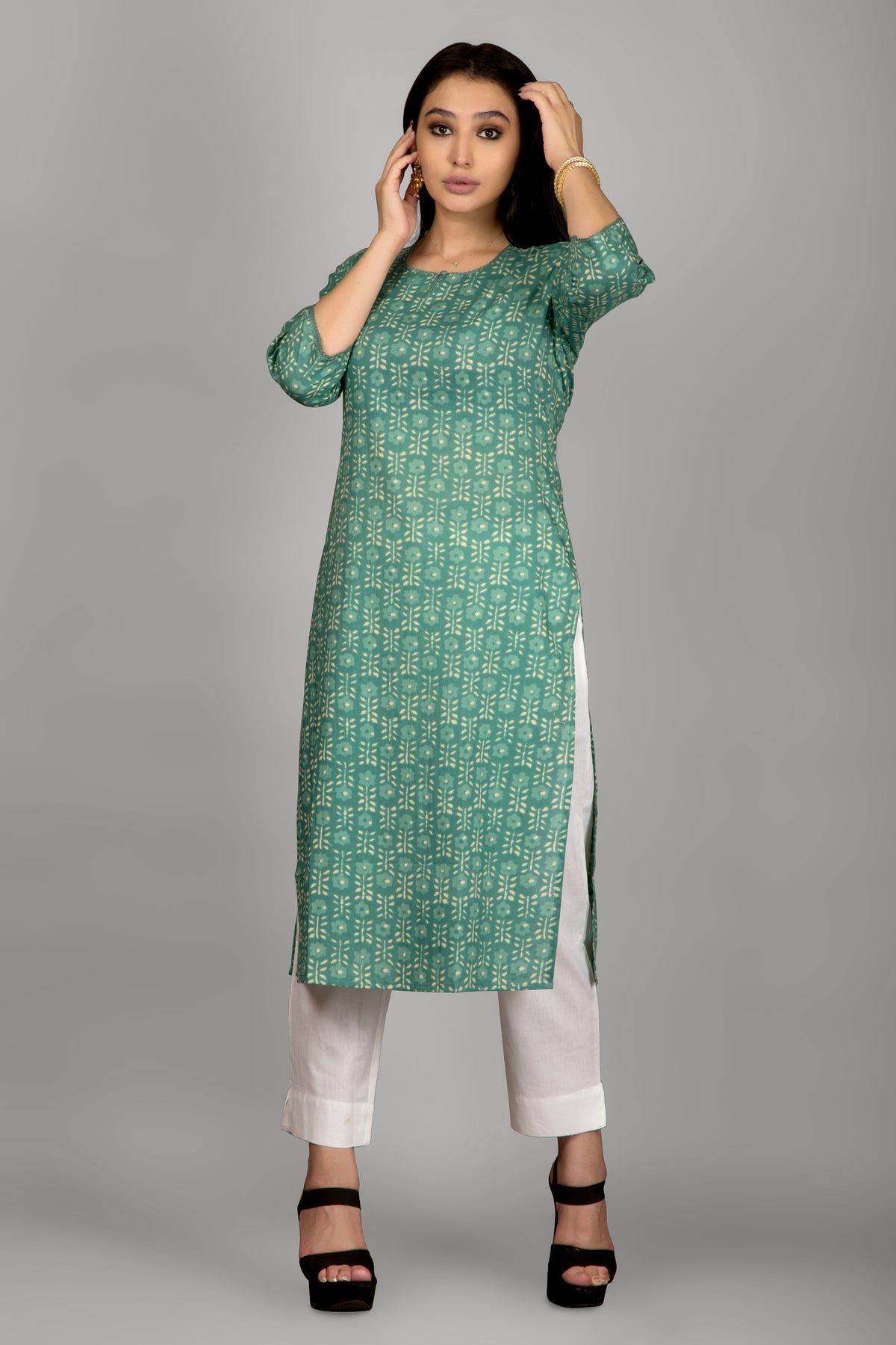 Jade Green Colour Printed Kurta