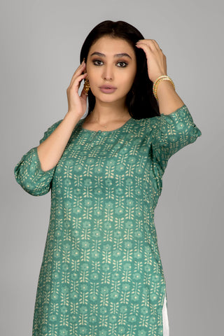 Jade Green Colour Printed Kurta