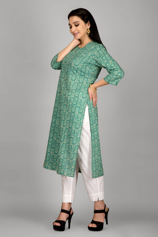 Jade Green Colour Printed Kurta