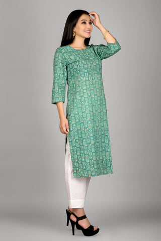 Jade Green Colour Printed Kurta