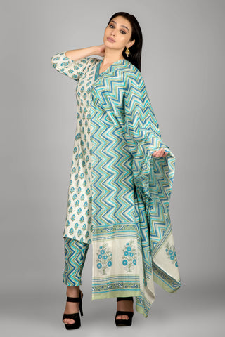 Off White Colour Angrakha Kurta Paired With Pant And Dupatta