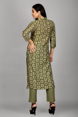 Light Green Colour Angrakha Kurta Paired With Pant