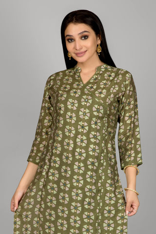 Light Green Colour Angrakha Kurta Paired With Pant