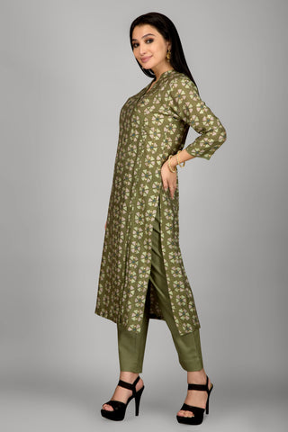 Light Green Colour Angrakha Kurta Paired With Pant