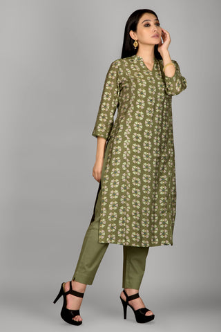 Light Green Colour Angrakha Kurta Paired With Pant