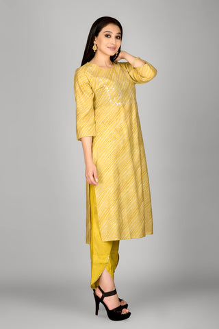 Mustard Colour Gotta Work Kurta Paired With Pant