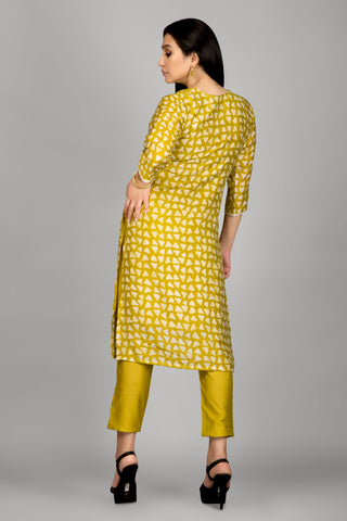 Mustard Colour Kurta Paired With Pant And Dupatta