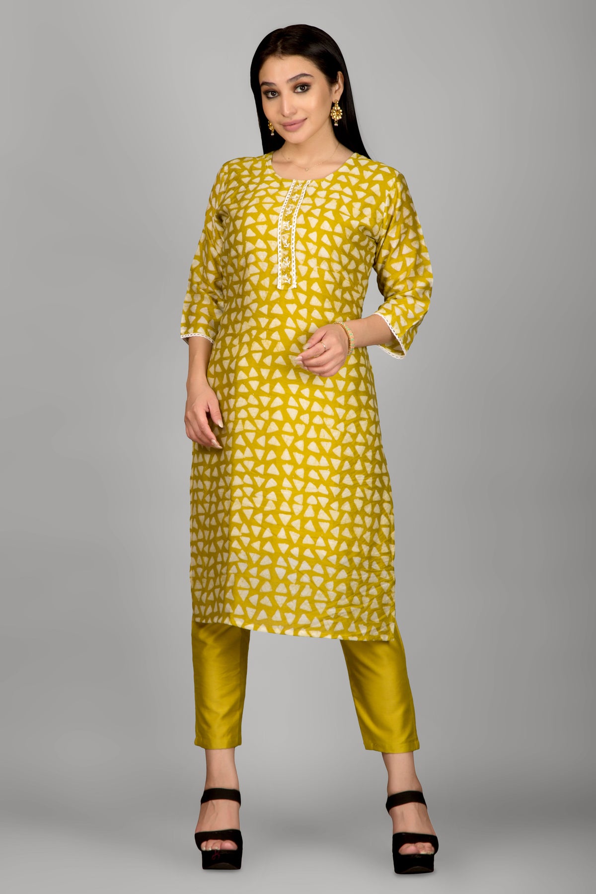 Mustard Colour Kurta Paired With Pant And Dupatta