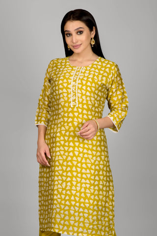 Mustard Colour Kurta Paired With Pant And Dupatta