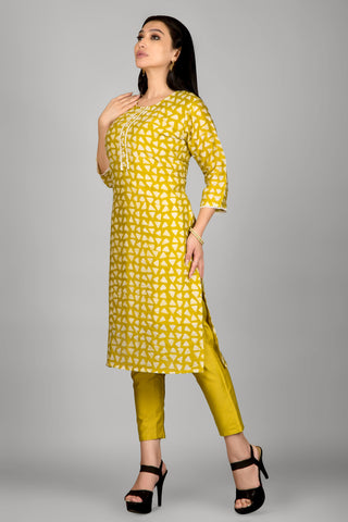 Mustard Colour Kurta Paired With Pant And Dupatta