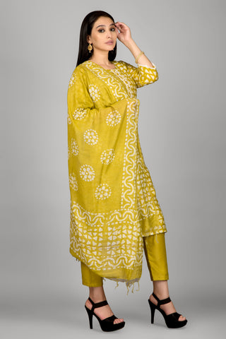 Mustard Colour Kurta Paired With Pant And Dupatta