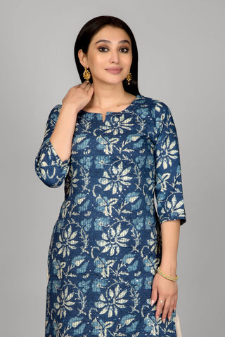 Dark Blue Colour Kurta Paired With Pant And Dupatta