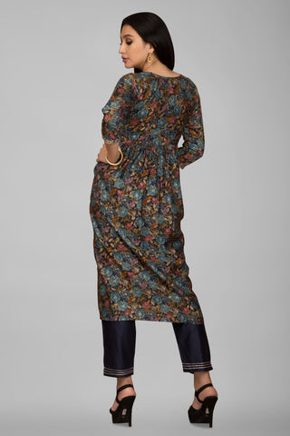 Multy Colour Floral Kurta Paired With Pant And Dupatta