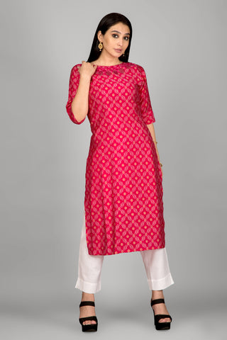 Dark Pink Kurta With Beautiful Neckline