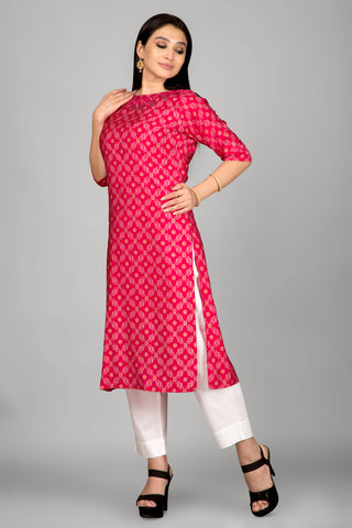 Dark Pink Kurta With Beautiful Neckline