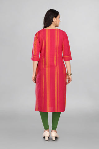 Pink Colour Lining Kurta with Beautiful Neckline Hand Embroidery