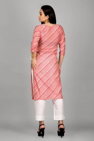 Light Pink Colour Kurta With Beautiful Neckline Hand Embroidery