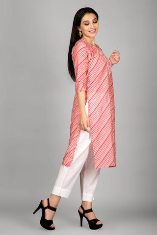 Light Pink Colour Kurta With Beautiful Neckline Hand Embroidery