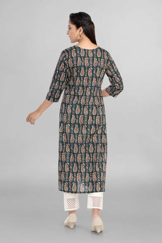 Green Colour Beautiful Alankari Printed Kurti