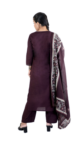 Purple Colour Printed Kurti Paired With Pant And Dupatta